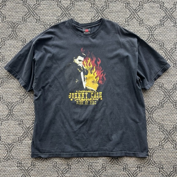 Zion Rootswear Other - Vintage Johnny Cash T-Shirt Men's 3X Black Ring of Fire Zion Band Country Y2K